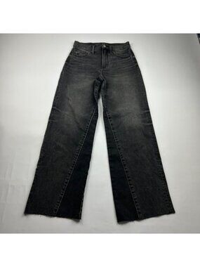 SHORT Express Washed Black Denim High Rise Wide Leg Jeans 4S